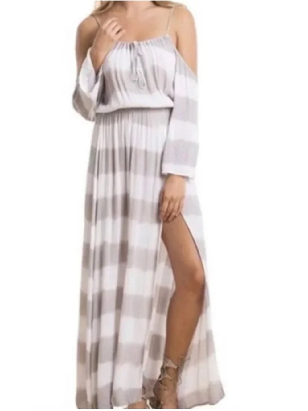 NWT!  Blue and White Elan Off-the-Shoulder Dress